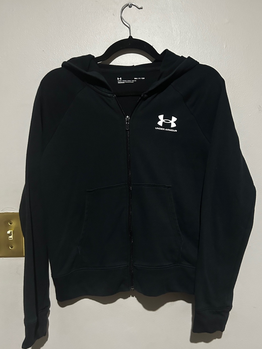 Under Armour Black Zip Hoodie with White Logo